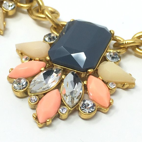 J CREW FACTORY GEMSTONE CLUSTER NECKLACE STATEMENT FAUX GOLD DIAMOND NWT EASTER - Picture 4 of 13
